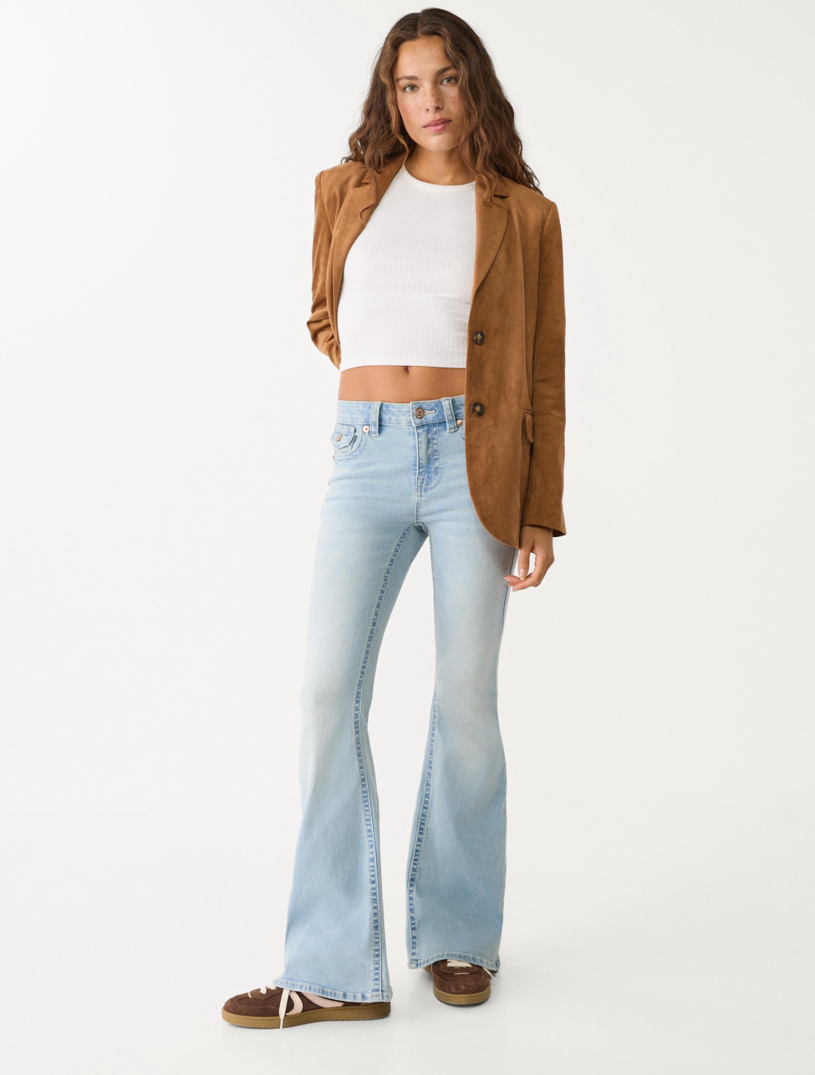 JEANS-SCHLAGHOSE MIT TIEFEM BUND  -  39,99€